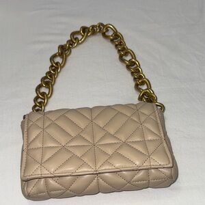 Quilted Tan Chain Shoulder Bag